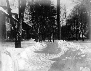 Undated early snowstorm photo in the village of Lawrenceville, c. 1900